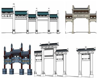 Chinese style archway door archway Huizhou style Langfang 3d model