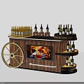 Wooden Wine Cabinet With Wheel Design And Multiple Shelves For Wine Bottles