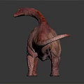 Red Long Necked Dinosaur 3D Model Standing On Gray Background With Detailed Texture 3d model
