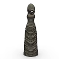 Stylish Dark Long Ruffled Dress With Hooded Collar And Flowy Silhouette