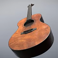 Acoustic Guitar With Natural Wood Grain Body Black Strings And Brown Finish