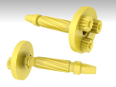 Durable Yellow Hardware Tools Gear Shaft Components for Mechanical Engineering Applications 3d model