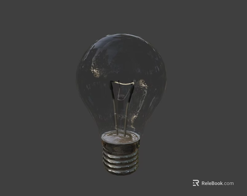 Clear Glass Transparent Light Bulb With Filament On Gray Background 3d model