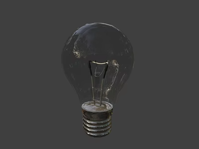Clear Glass Transparent Light Bulb With Filament On Gray Background 3d model