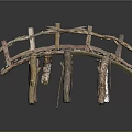 Rustic Handcrafted Twig Bridge Structure With Wooden Planks And Natural Branches