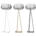 Modern White Textured Floor Lamps With Silver Gold Black Stands And White Wall Background
