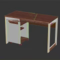Home Office Desk with Purple Tabletop White Frame Drawer and Wheels