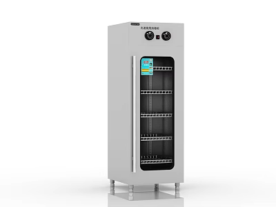 Stainless Steel Upright Kitchen Appliance With Glass Door And Multi Layer Shelves And Control Panel 3d model