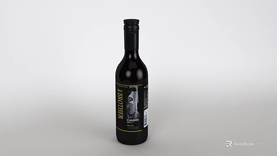 Black Bonifacio Wine Bottle With Label Isolated On Grey Background Design 3d model