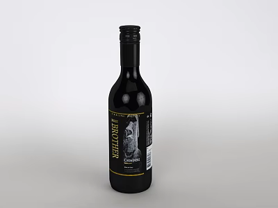 Black Bonifacio Wine Bottle With Label Isolated On Grey Background Design 3d model