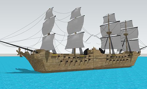 modern ship merchant ship wooden ship super long hull 3d model