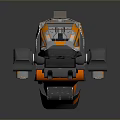 Futuristic Sci Fi Vehicle with Orange Gray White Exterior Streamlined Design Cockpit And Mechanical Parts