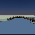 Modern Wavy Wooden Texture Landscape Bridge Spanning Water Near Roadside