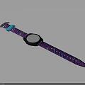 Modern Watch With Purple Strap Blue Lines And Round Dial Design