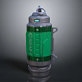 Tactical Green Silver Grenade Weapon With Top Ring Metal Body And Numerical Markings