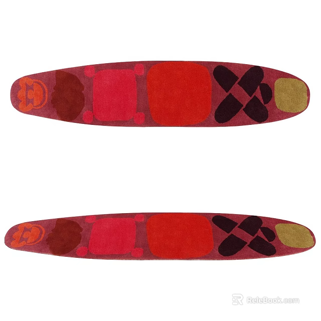 Colorful Decorative Rug With Red Brown Black Beige Geometric Patterns And Elongated Shape Design 3d model 