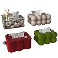 Decorative Ornament Set With Colorful Tissue Box Holders In Different Shapes And Rabbit Decoration