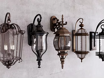 European Classical Metal Wall Lamp Balcony Wall Lamp Landscape Lamp Garden Lamp 3d model