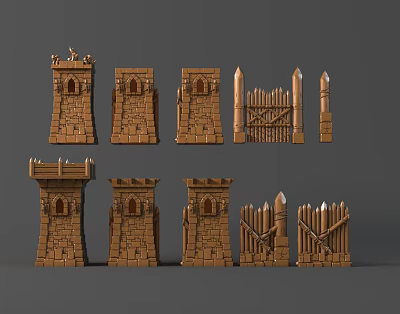 modern city wall parts 3d model