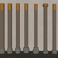 New Chinese style column pile column foundation stone column log column head column pier decorative column 3d model