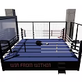 Professional Boxing Ring With Blue Mat White Ropes And Fencing For Fitness Training