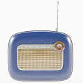 Vintage Blue Entertainment Radio Appliance Featuring Mesh Grille Silver Trim And Knob