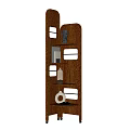 Modern Home Living Room Wooden Shelving Unit With Open Shelves And Decor Items