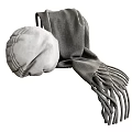 Soft Plush Pillow with Gray Scarf and Tassels for Cozy Home Decoration