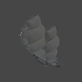 Antique Historical Sailing Ship With Multiple White Sails And Wooden Structure