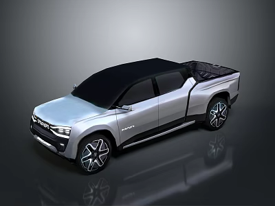 Modern Silver Black Pickup Truck With Sleek Design Open Bed And Alloy Wheels 3d model