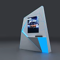 Modern Geometric Photo Spot With Blue Accent Lines And Car Display Screen