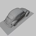 Red Vintage Classic Car With Rounded Body Shiny Silver Wheels And Black Windows