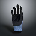 Black and Blue Protective Work Gloves Featuring Full Finger Design And Comfortable Knitted Wrist 3d model