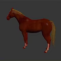 Red Horse Animal Painting in Standing Pose with Gray Gradient Background