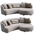 Gray Fabric Sectional Sofa with Brown Solid and Striped Decorative Pillows 3d model