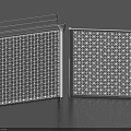 Modern Building Facade With Two Panels Geometric Grid Pattern And Transparent Design