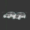 Two Red and Gray Small Cars Parked Side by Side on Dark Background