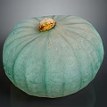 Fresh Green Striped Round Pumpkin With Vibrant Color And Brown Stem