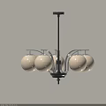 Modern Cream Colored Chandelier With Spherical Shades And Metal Frame