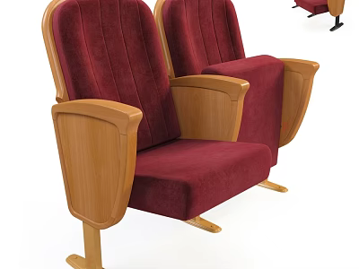 Comfortable Maroon Fabric Leisure Chairs With Wooden Arms And Classic Design 3d model