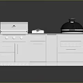 Modern Outdoor Kitchen With Stainless Steel Cabinets Grill Countertop And Round Bbq