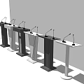 Various Functional Desks With Microphones And Different Modern Designs For Presentations 3d model