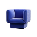 Comfortable Blue Modern Single Sofa With Rounded Arms And Sleek Design 3d model