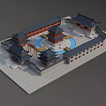 Traditional Chinese Ancient Architecture Featuring Courtyard And Sloped Eaves Design