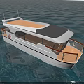 Modern Luxury Yacht Featuring Spacious Deck Glass Windows And Calm Water Reflection