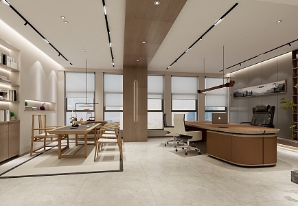 New Chinese office teahouse integrated manager's office 3d model