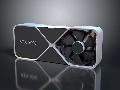 Powerful RTX 5090 Graphics Card with Modern Cooling Fan and Sleek Design 3d model