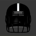 Black American Football Helmet With White Stripe Metallic Facemask And Reflective Surface