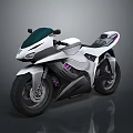 Sleek White Modern Sporty Motorcycle With Black Purple Accents And Windshield