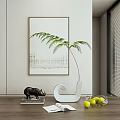 Modern Decorative Accessories Set with Rhino Figurine Vase Plant and Fruit Bowl for Living Room